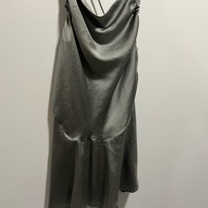 Elegant Gray Satin Dress